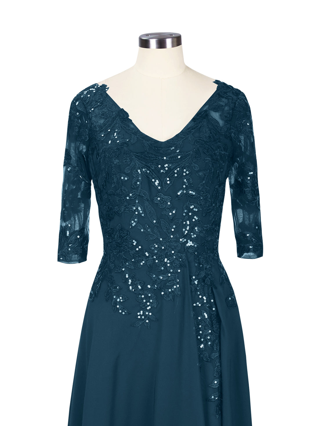 Applique V-Neck Chiffon Dress 