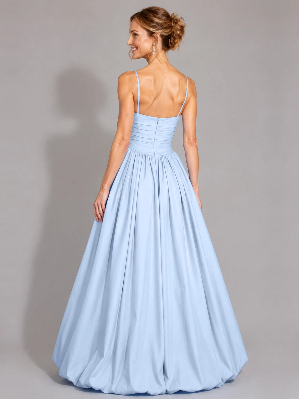 Iridescent Taffeta Prom Dress with High Slit