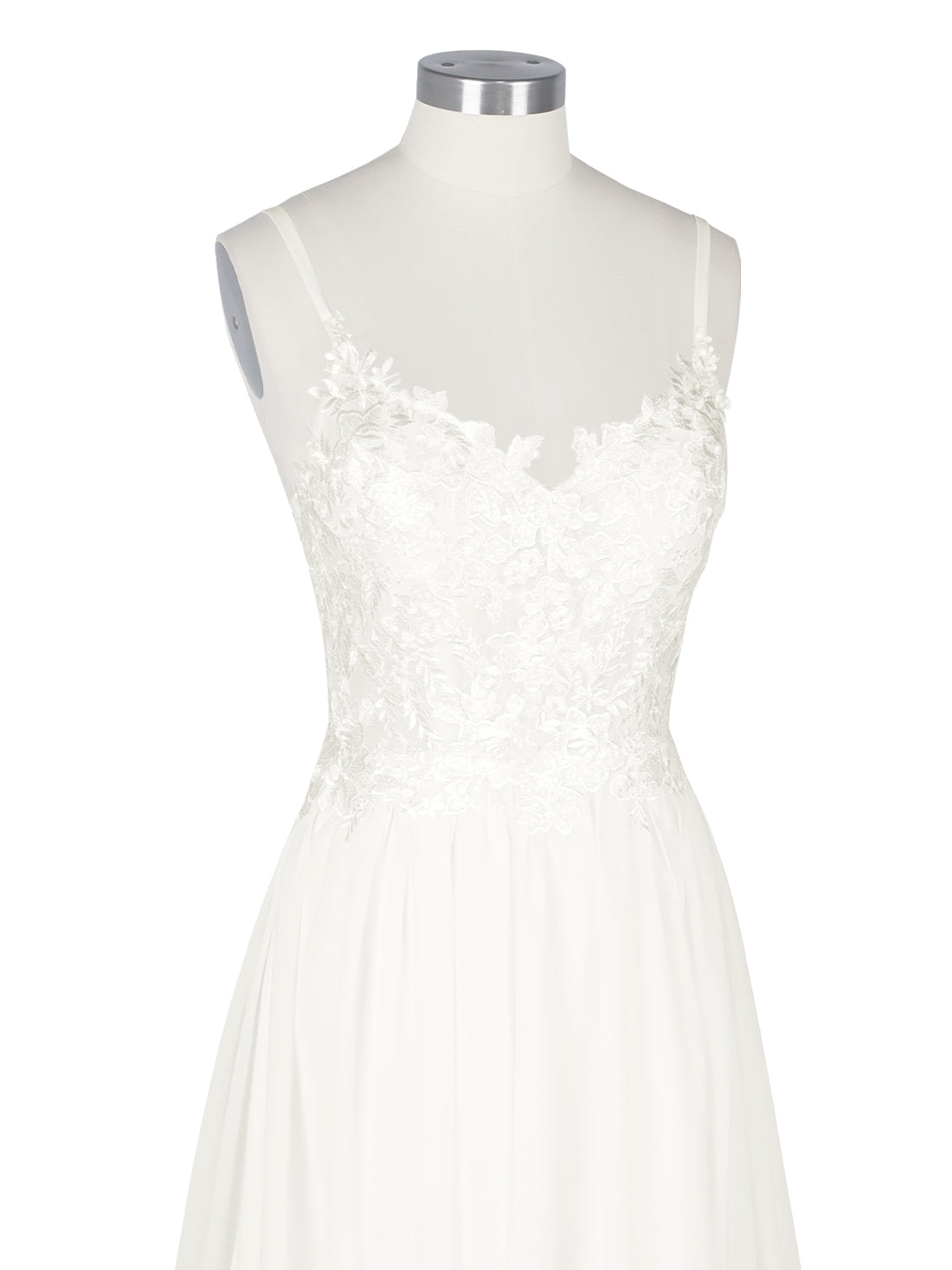 Applique Slit Chiffon Wedding Dress 