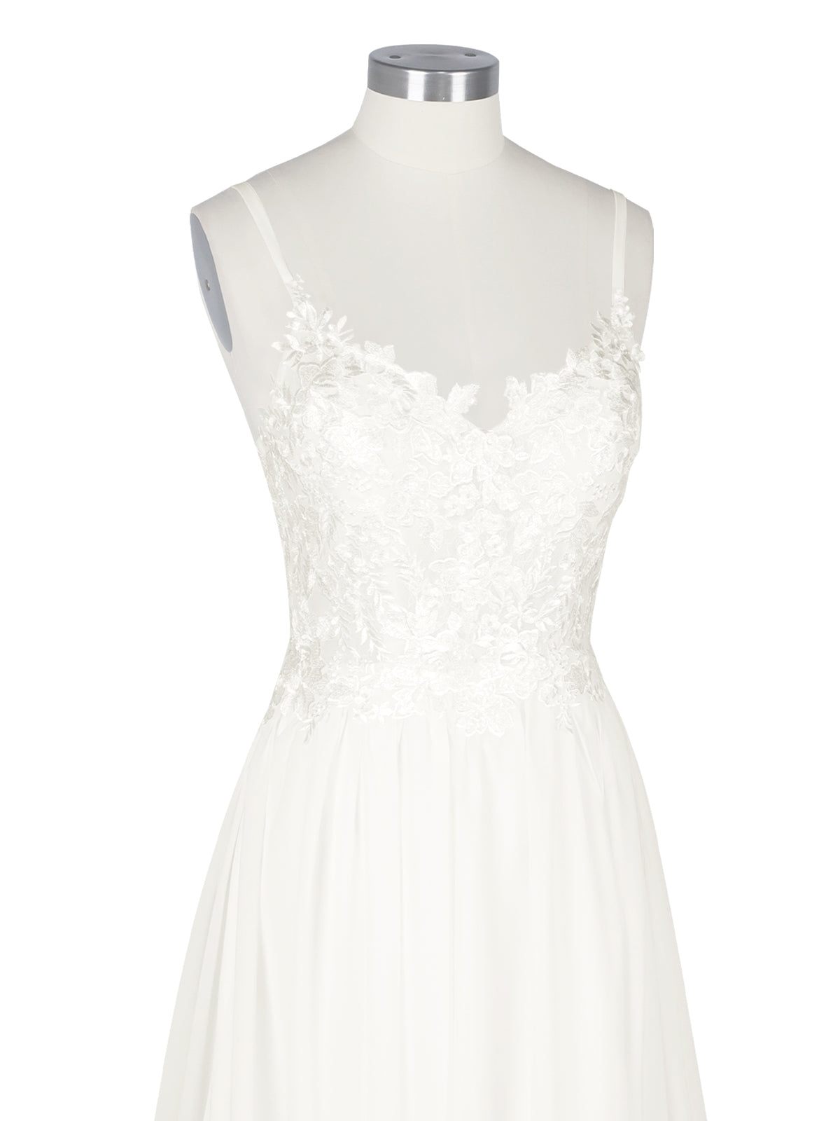 Applique Slit Chiffon Wedding Dress 