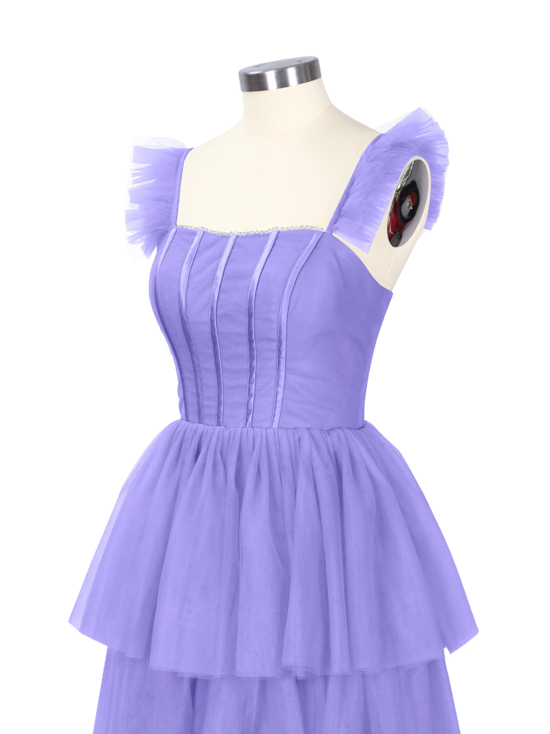 Ruffled Strap Tiered Tulle Bridesmaid Dress 