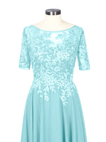 Applique Half Sleeves Chiffon Dress 