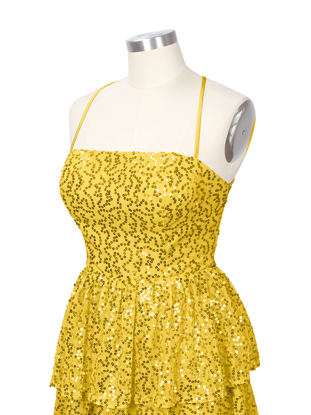 Sequined Halter Flare Mini Dress 