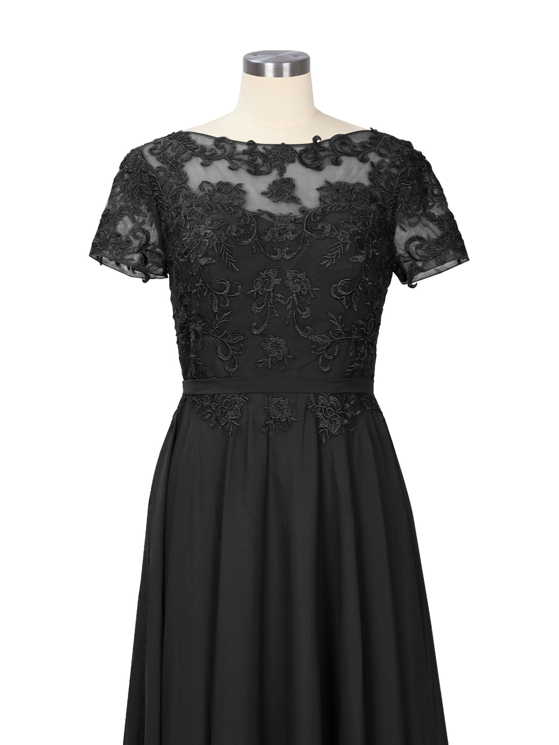 Illusion Applique Chiffon Dress 