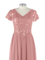Short Sleeves Chiffon Dress 