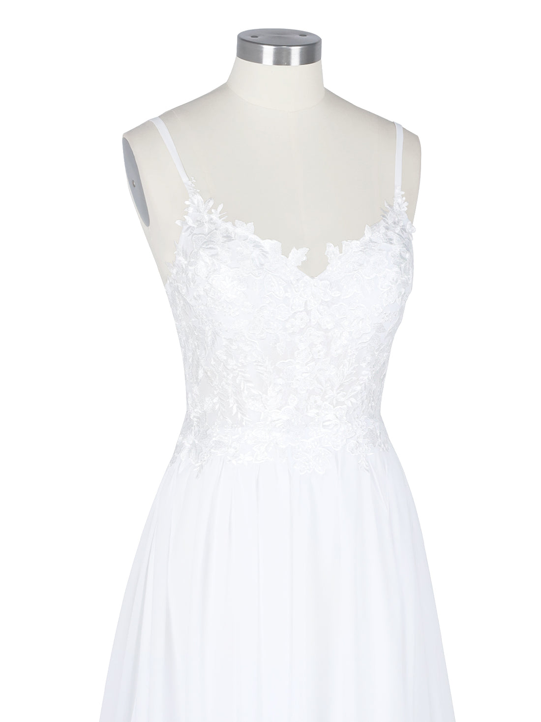 Applique Slit Chiffon Wedding Dress 