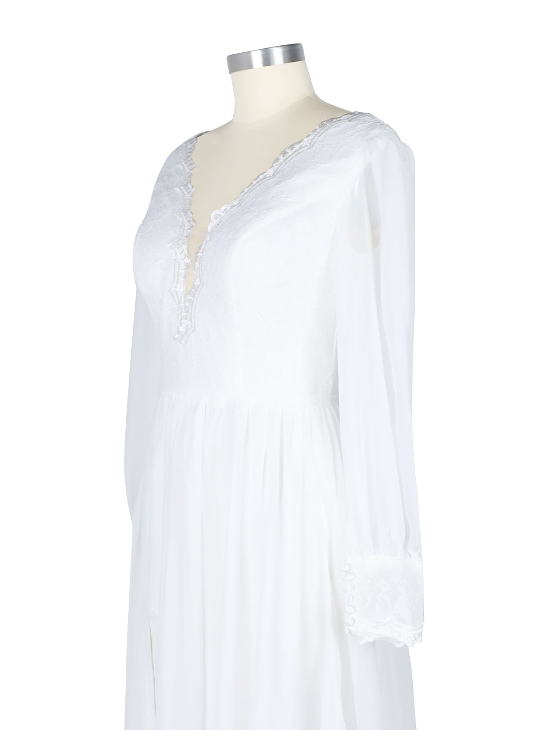 Lace V-Neck Slit Wedding Dress 