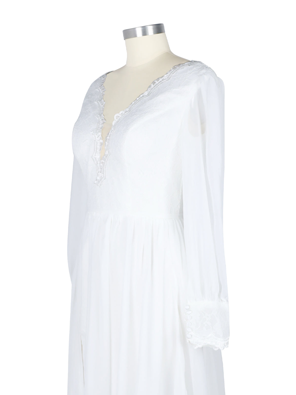 Lace V-Neck Slit Wedding Dress 