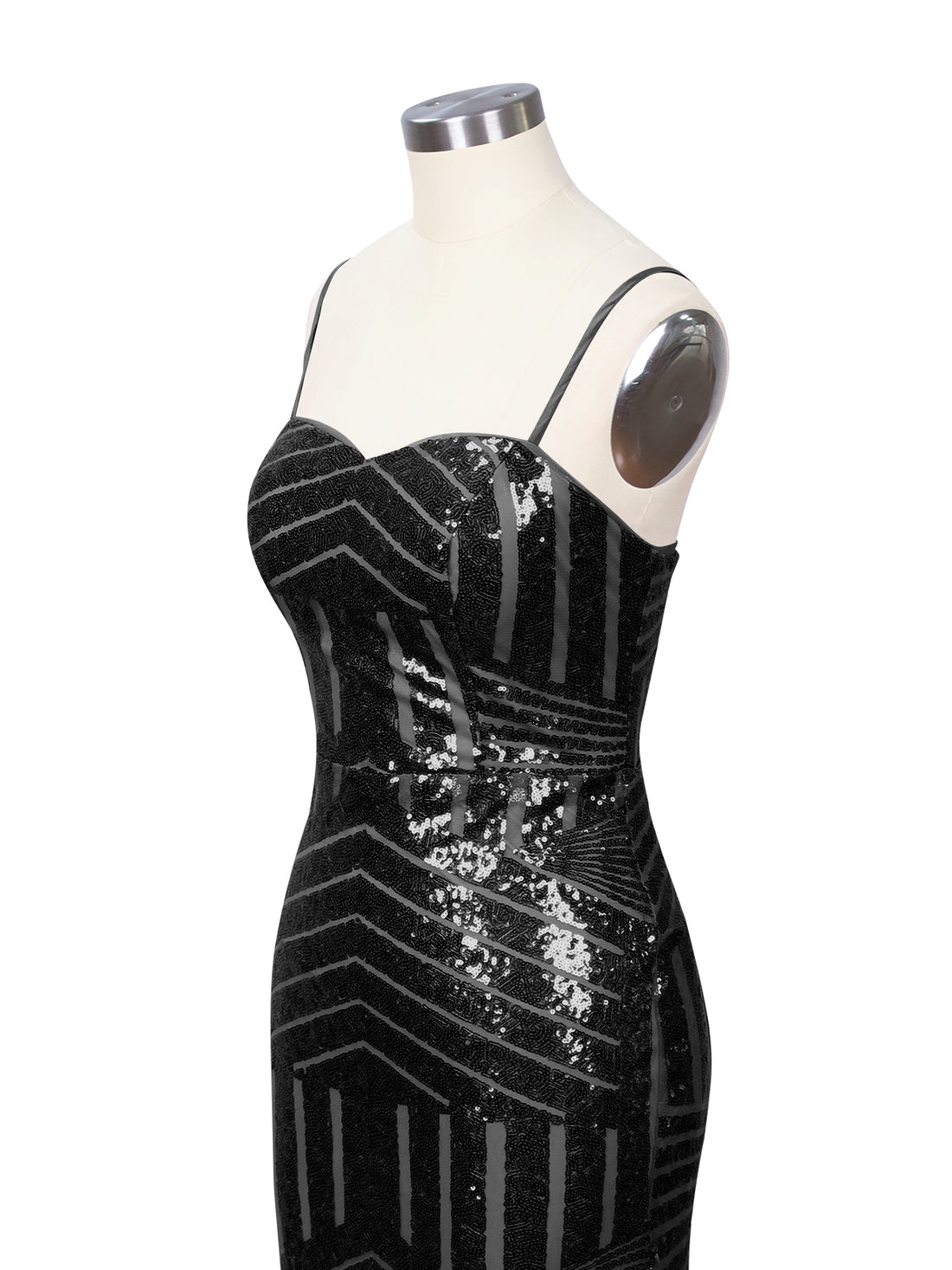 Geometric Sequin Prom Dress 