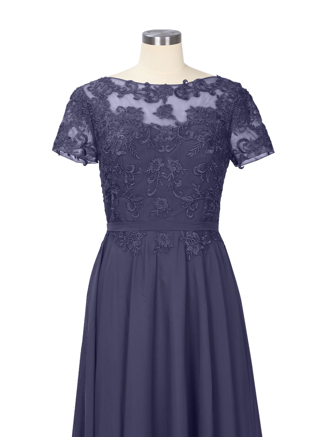 Illusion Applique Chiffon Dress 