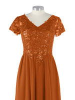 Short Sleeves Chiffon Dress 