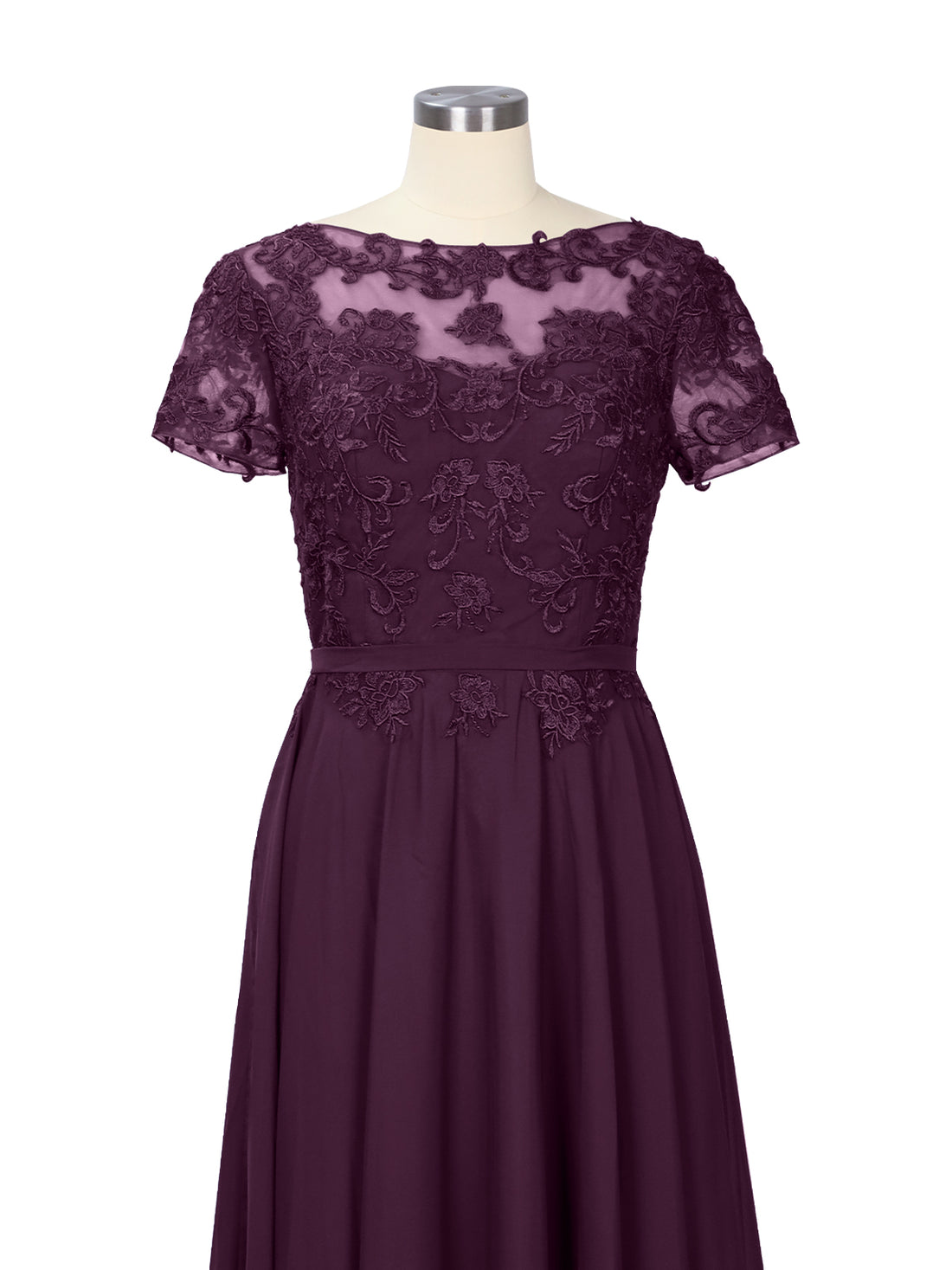 Illusion Applique Chiffon Dress 