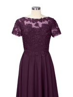 Illusion Applique Chiffon Dress 