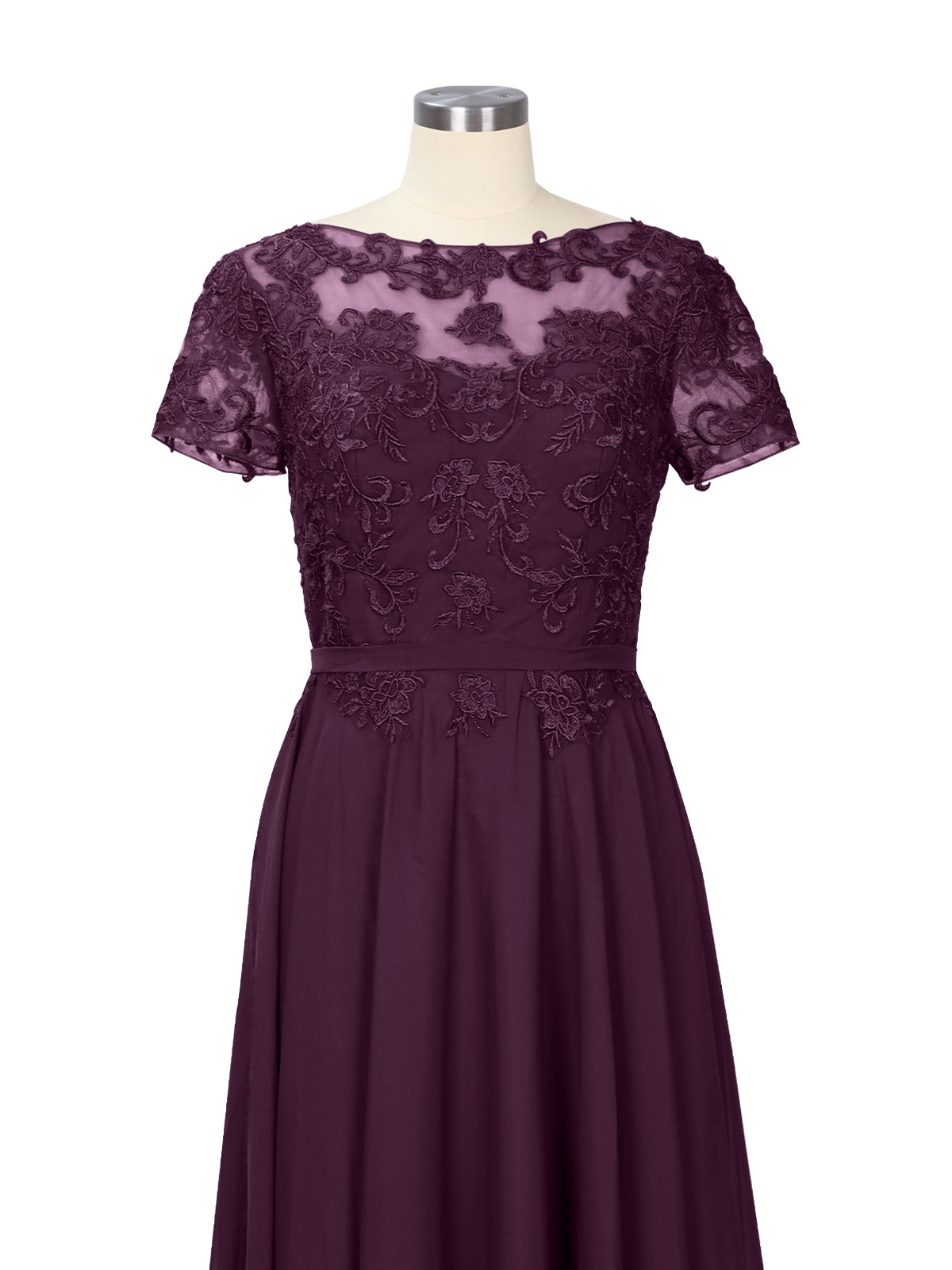 Illusion Applique Chiffon Dress 