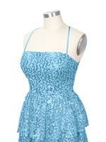 Sequined Halter Flare Mini Dress 