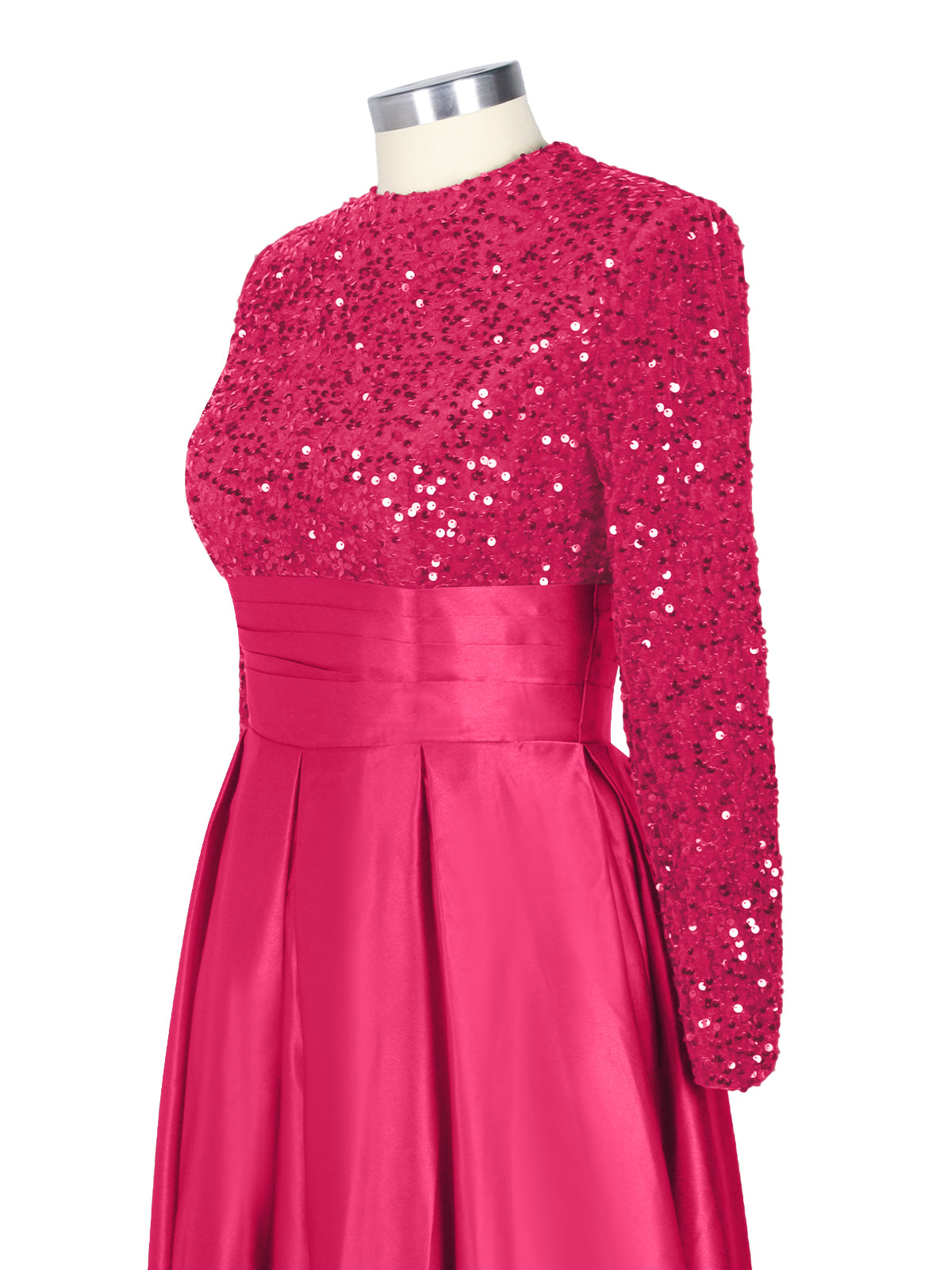 Sequined Boat Long Sleeves Dress 