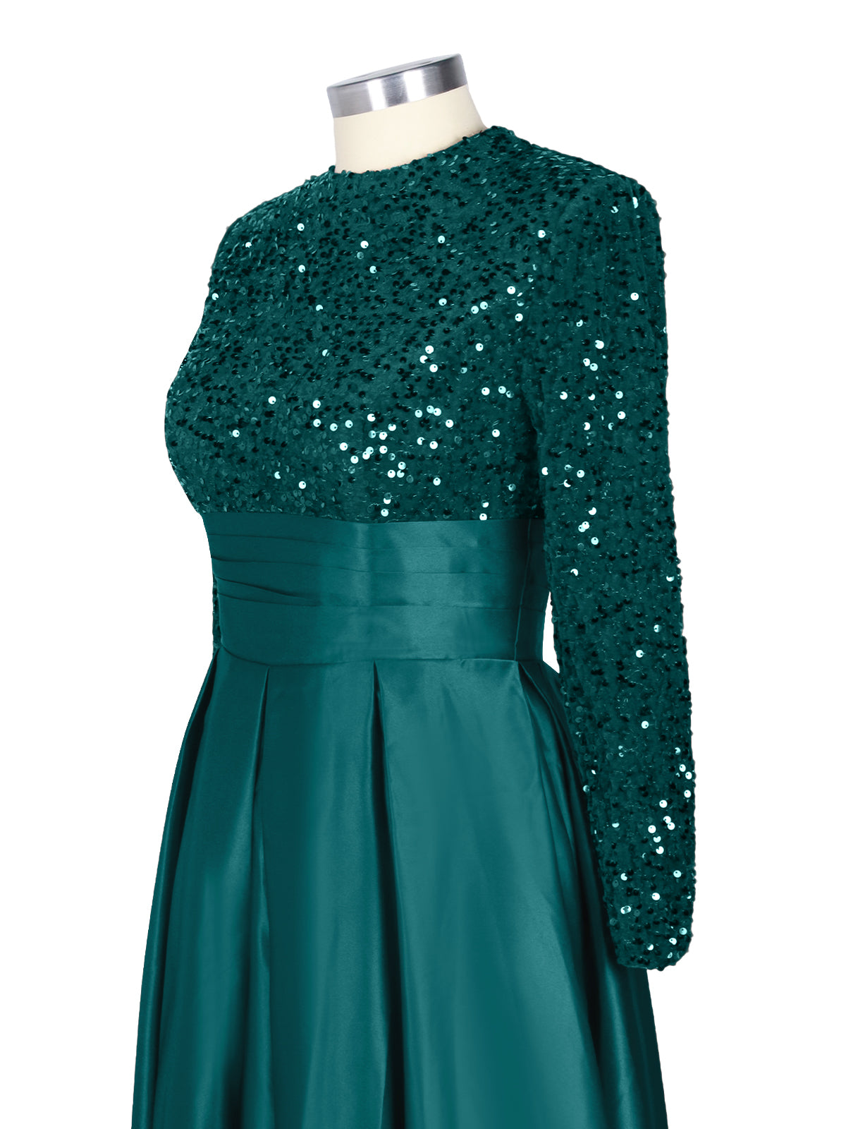 Sequined Boat Long Sleeves Dress 