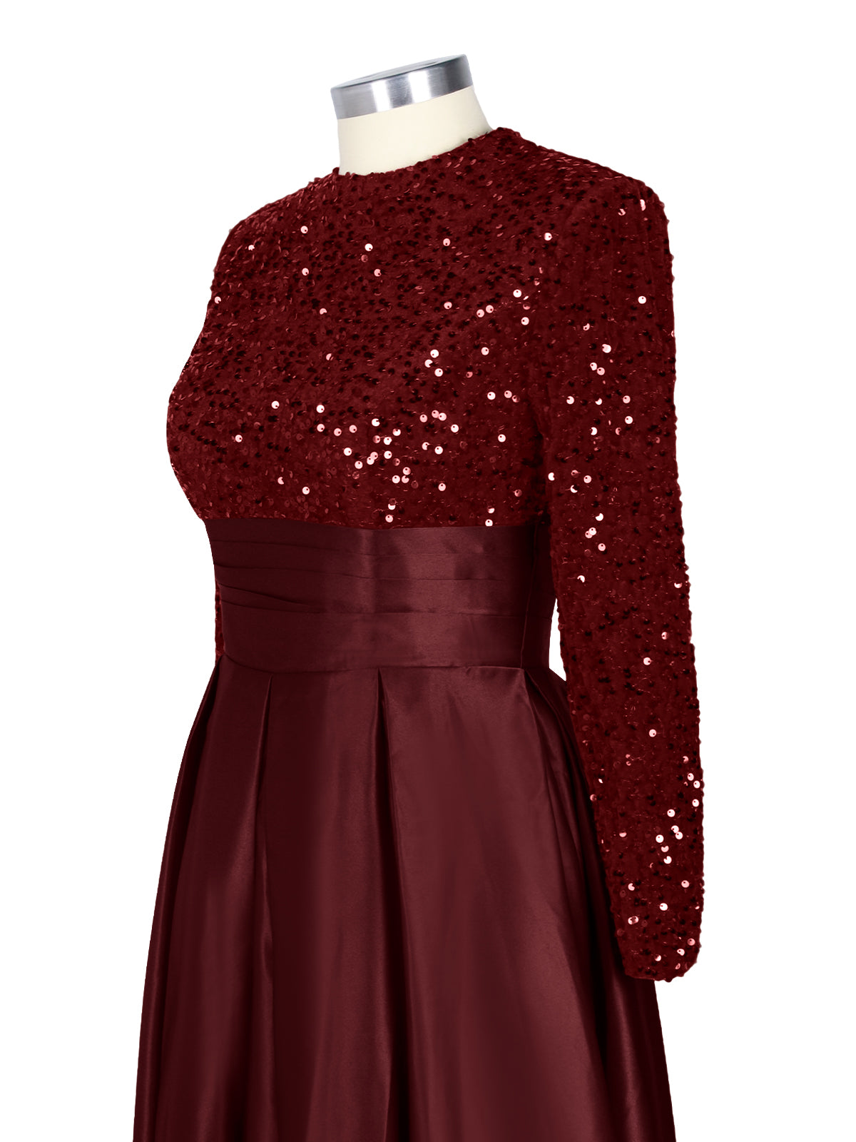 Sequined Boat Long Sleeves Dress 