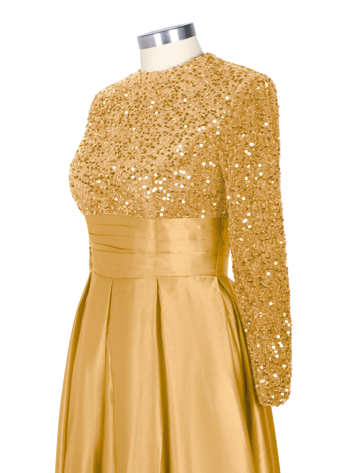 Sequined Boat Long Sleeves Dress 