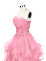 Tiered Strapless Prom Dress 