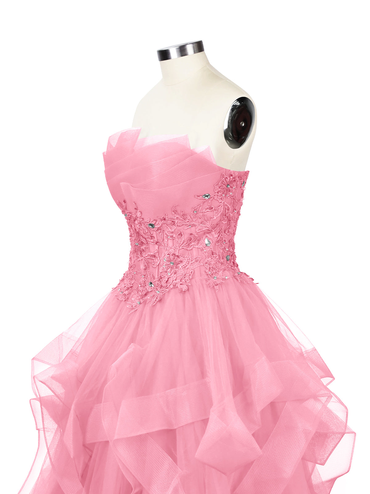 Tiered Strapless Prom Dress 