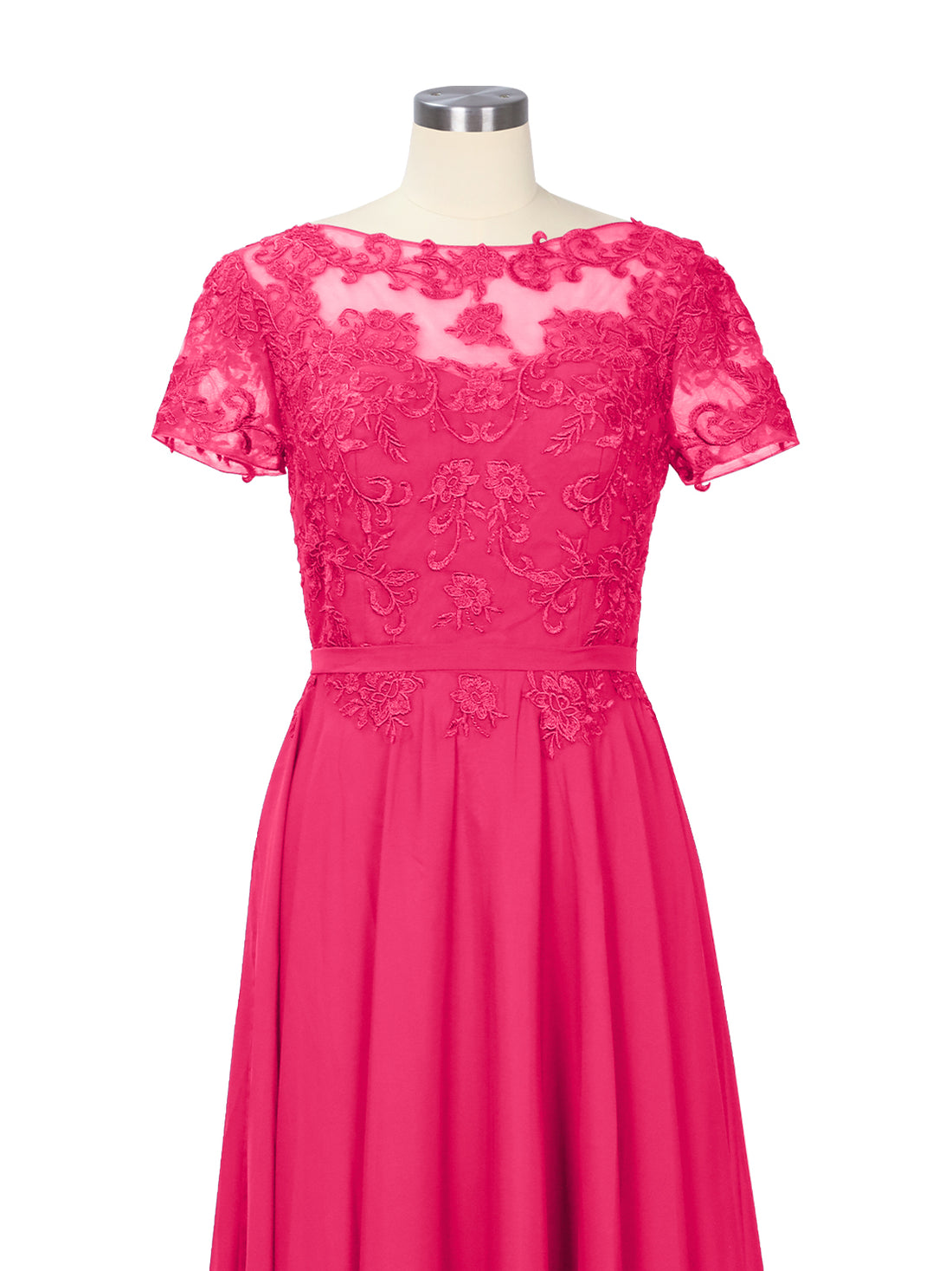 Illusion Applique Chiffon Dress 
