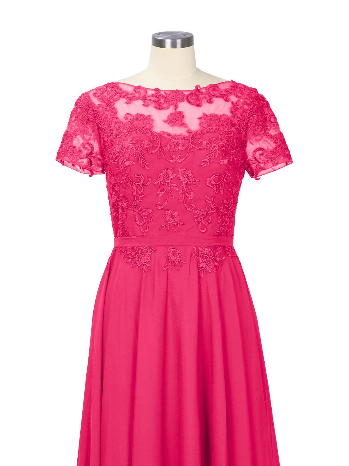 Illusion Applique Chiffon Dress 
