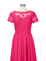 Illusion Applique Chiffon Dress 