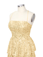 Sequined Halter Flare Mini Dress 