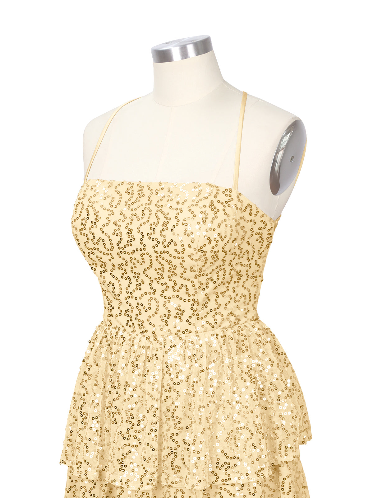 Sequined Halter Flare Mini Dress 