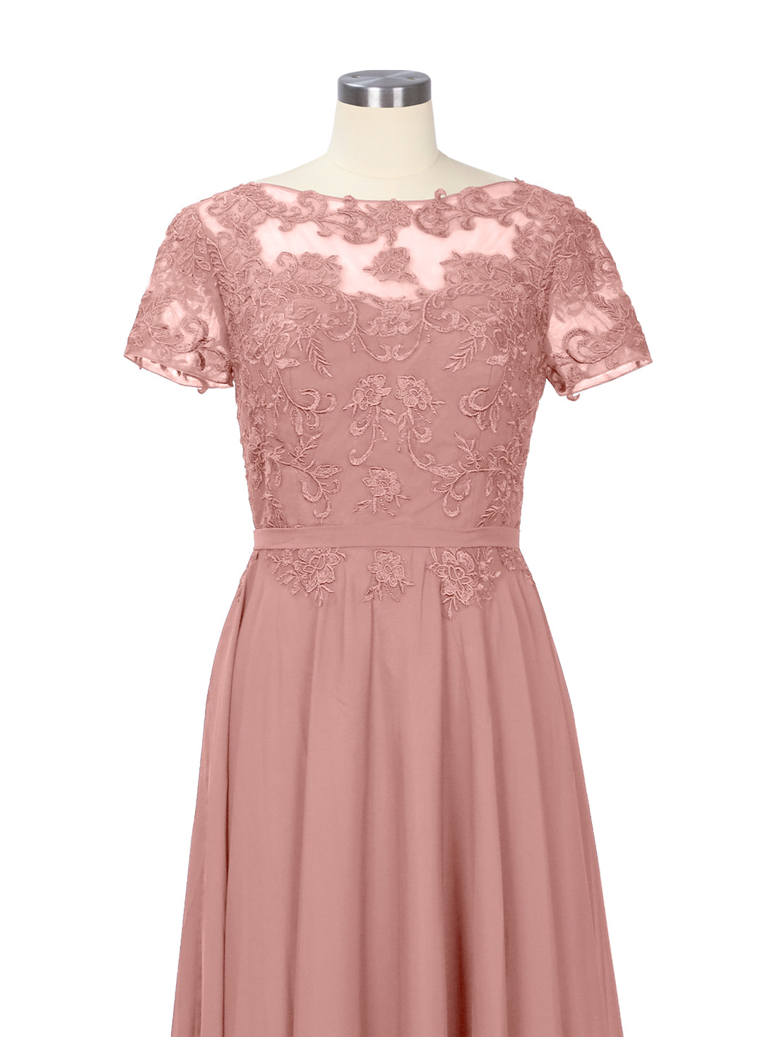 Illusion Applique Chiffon Dress 