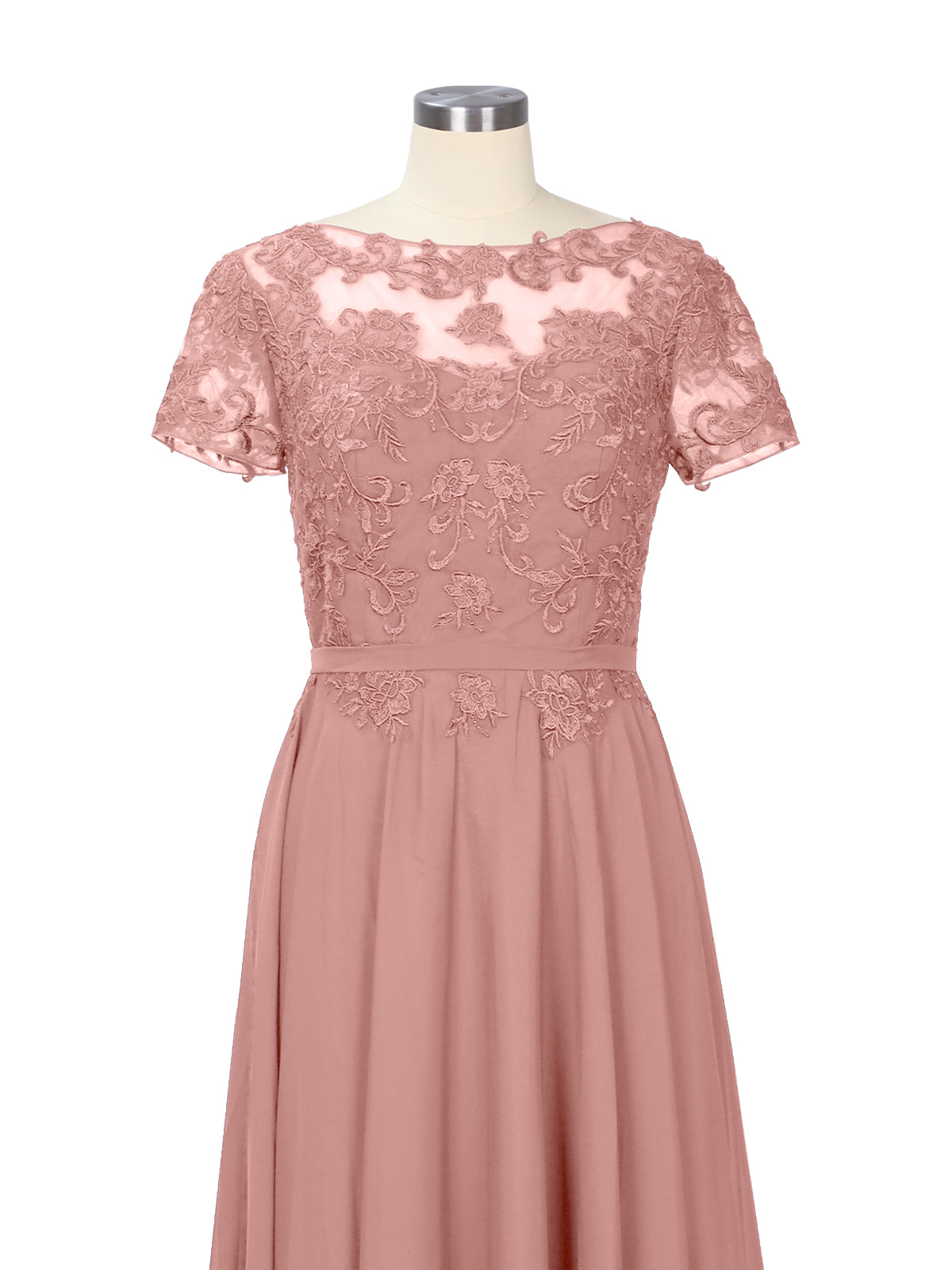 Illusion Applique Chiffon Dress 