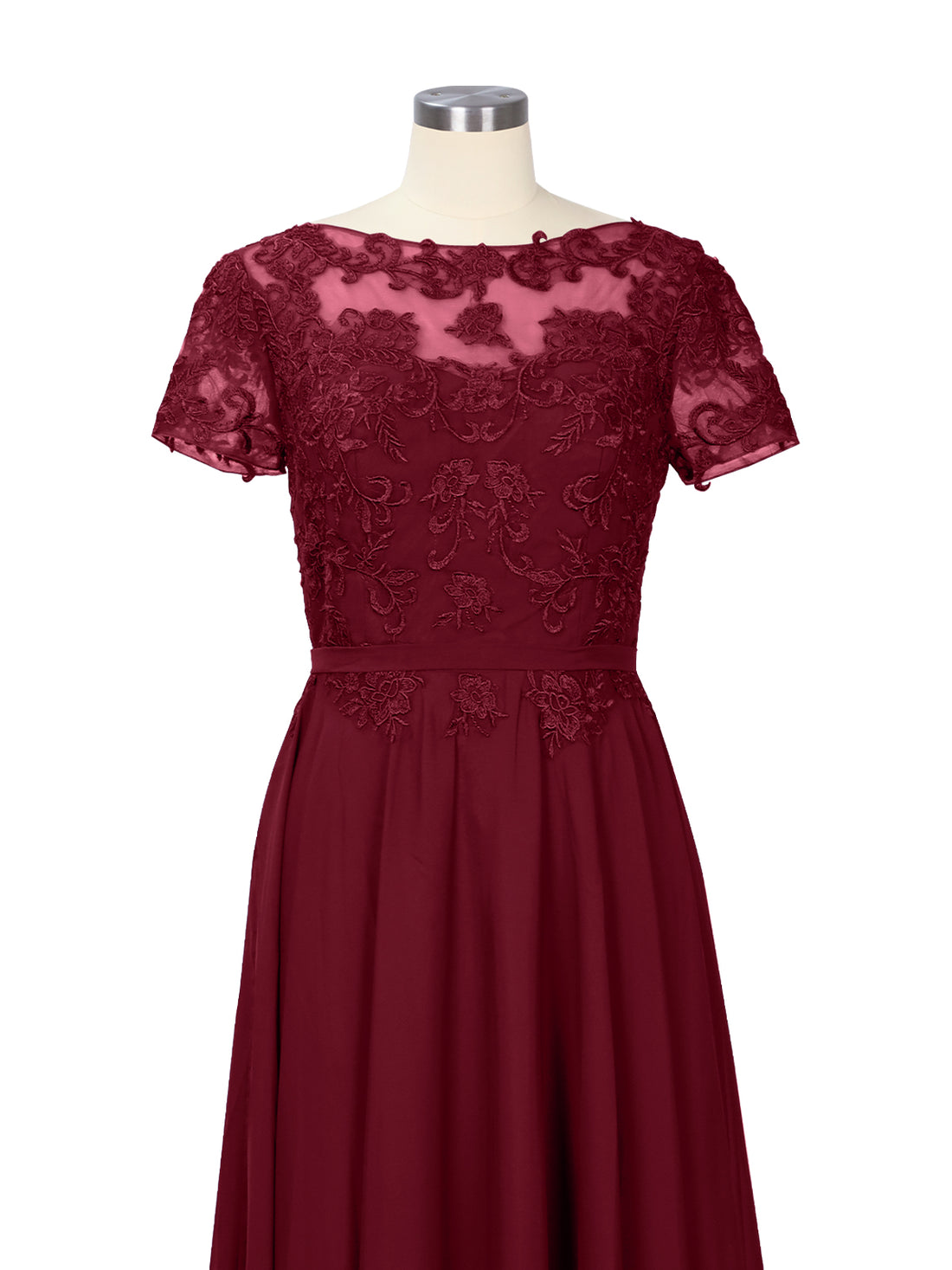 Illusion Applique Chiffon Dress 