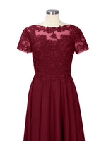 Illusion Applique Chiffon Dress 