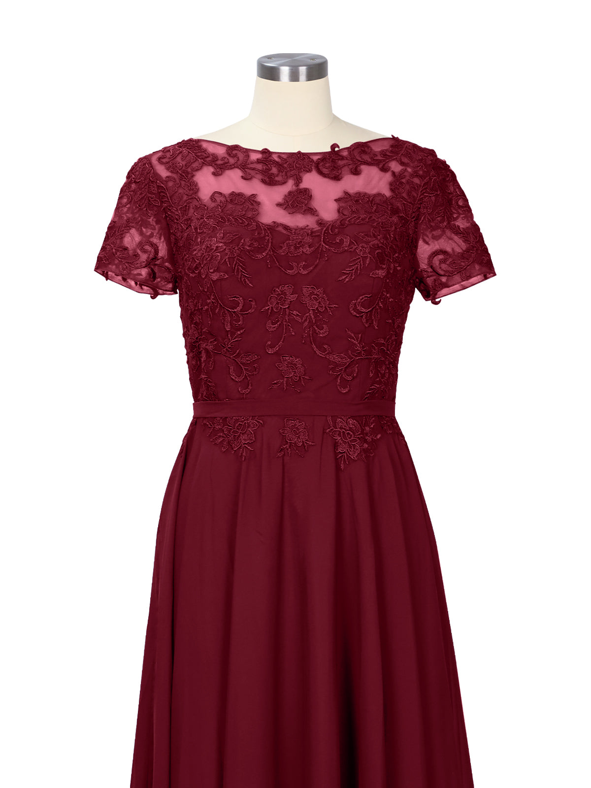 Illusion Applique Chiffon Dress 