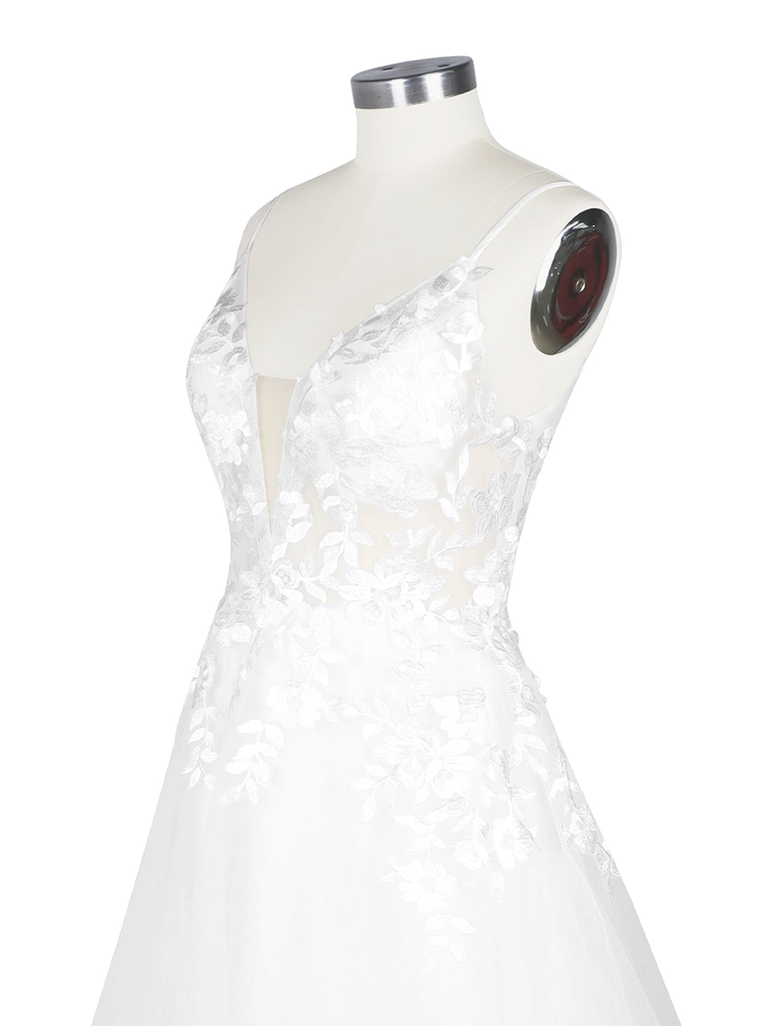 Illusion Spaghetti Straps Wedding Dress 