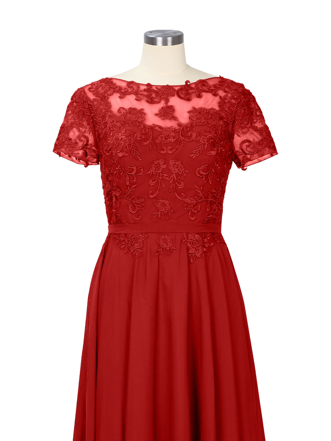 Illusion Applique Chiffon Dress 