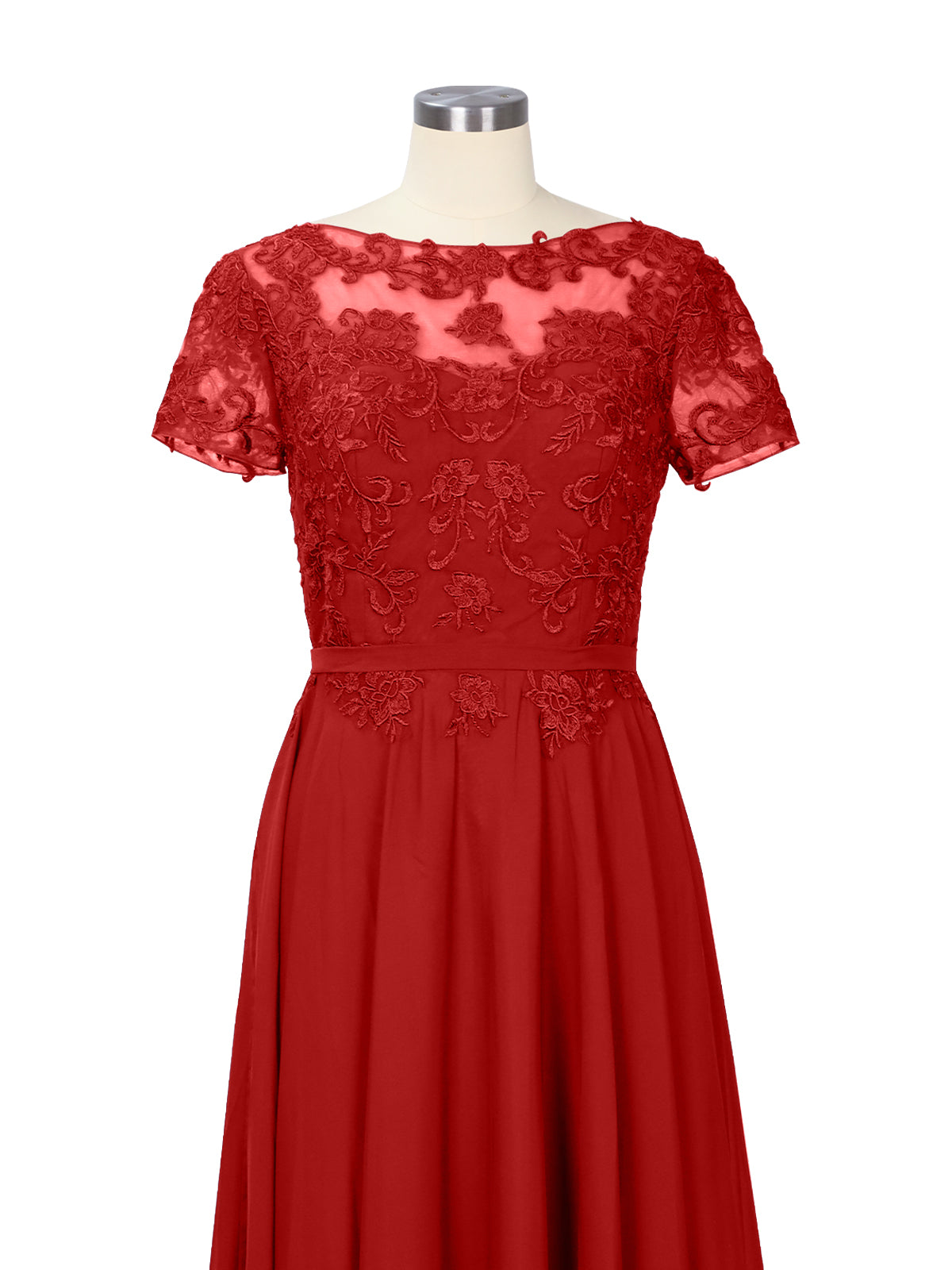 Illusion Applique Chiffon Dress 