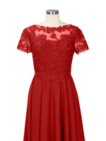 Illusion Applique Chiffon Dress 