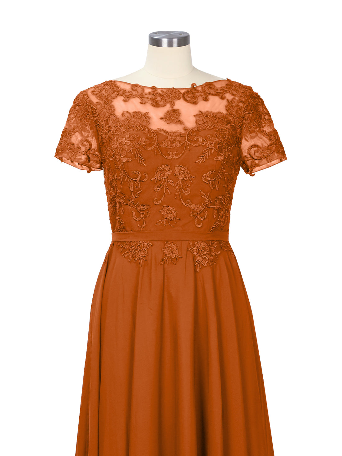 Illusion Applique Chiffon Dress 