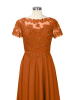 Illusion Applique Chiffon Dress 