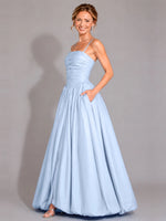 Iridescent Taffeta Prom Dress with High Slit