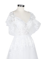 Illusion Tulle Applique Wedding Dress 