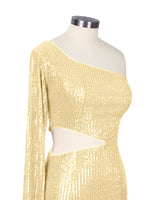 Waist Cutout One Shoulder Mini Dress 