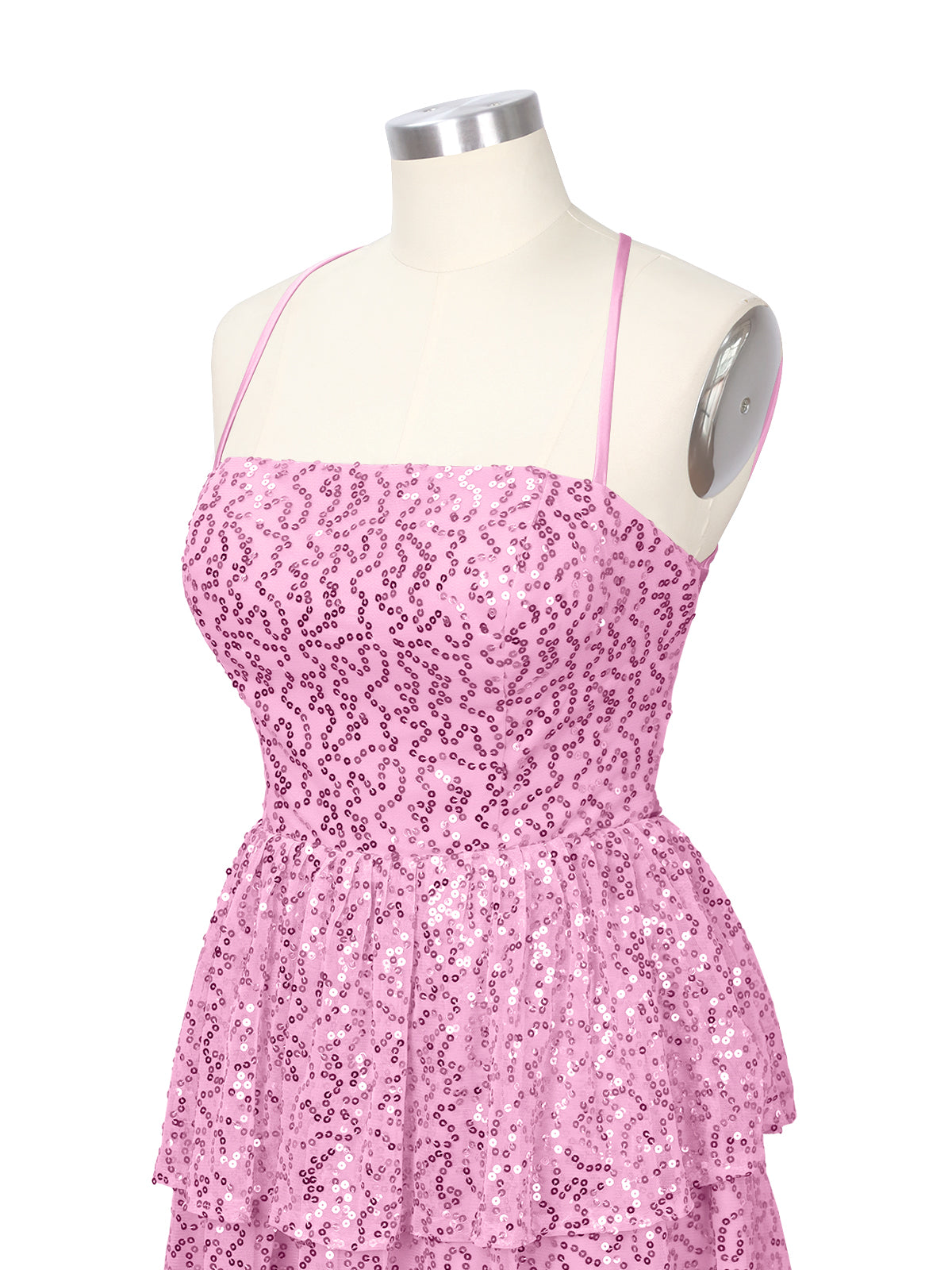 Sequined Halter Flare Mini Dress 