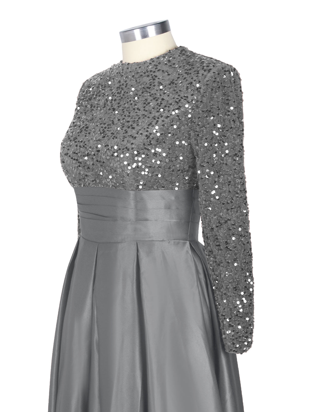 Sequined Boat Long Sleeves Dress 