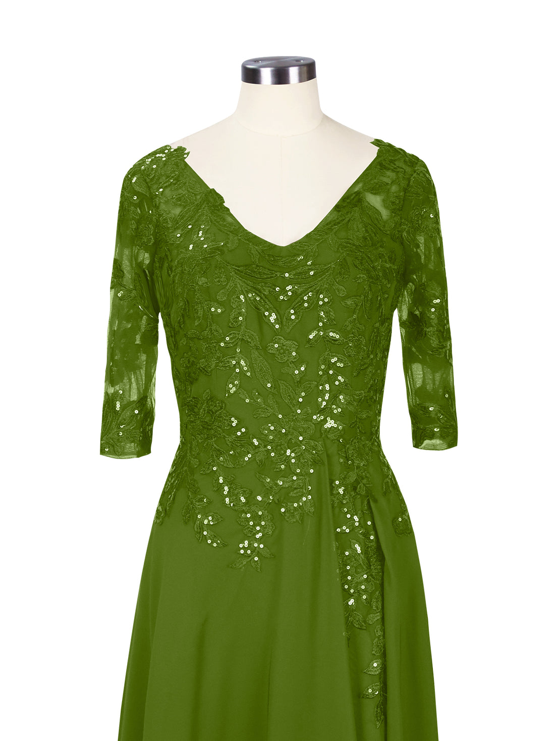 Applique V-Neck Chiffon Dress 