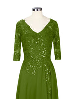 Applique V-Neck Chiffon Dress 