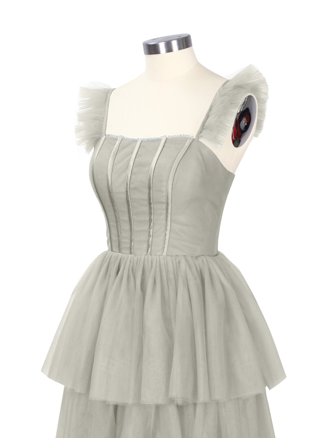 Ruffled Strap Tiered Tulle Bridesmaid Dress 