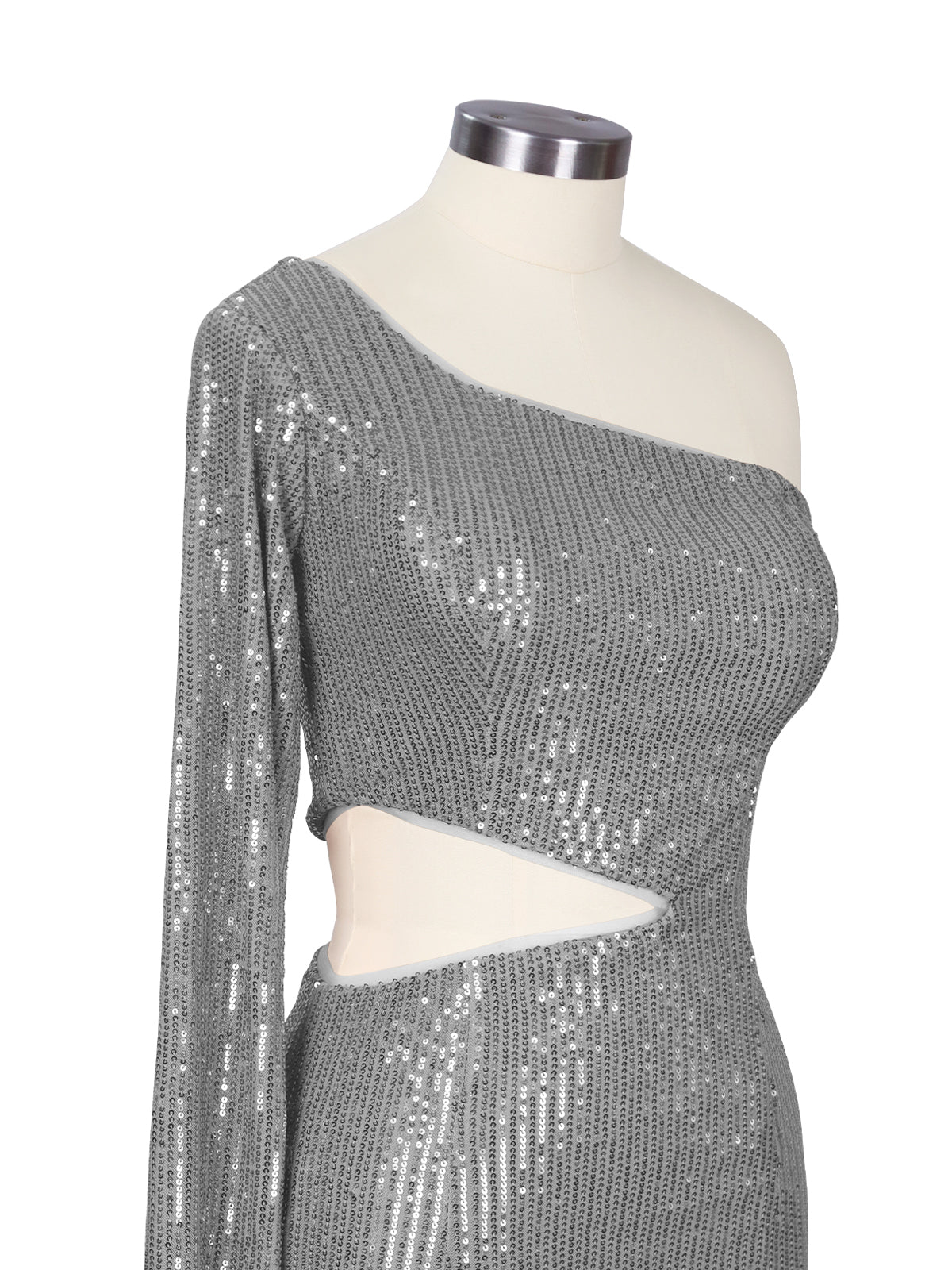Waist Cutout One Shoulder Mini Dress 